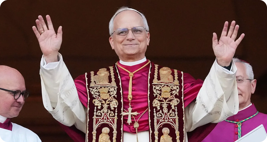 Robert Francis Prevost, now known as Pope Leo XIV, appeared on the balcony at St. Peter's Basilica shortly after being elected pope. (AP Photo/Alessandra Tarantino)